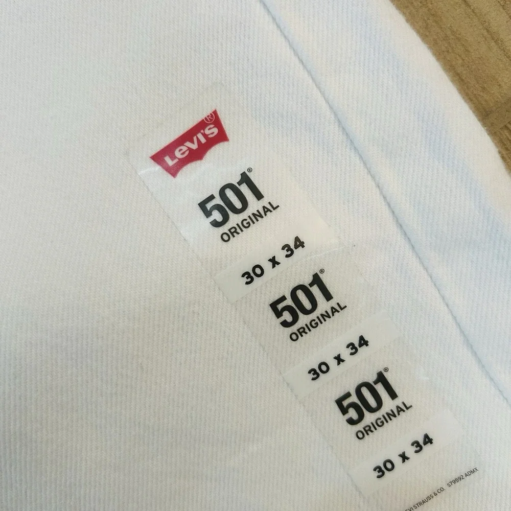 NWT Levi's 501 Original White Denim Jeans Men's Size 30 X 34 New Button Fly